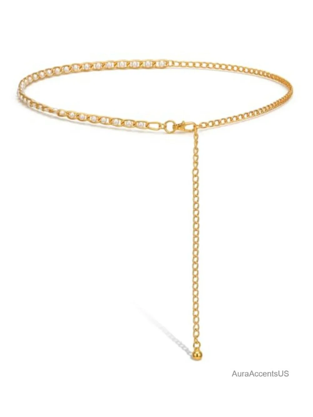 Adjustable Metal Waist Chain Belt, Gold Hollow Link Belt for Women, Dainty Body